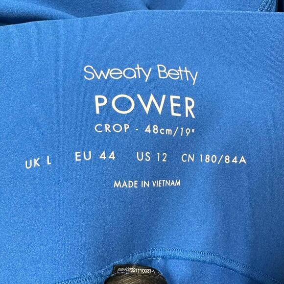 Sweaty Betty NWT Power Cropped Workout Leggings Lighting Blue Size 12 Pockets - Picture 3 of 8